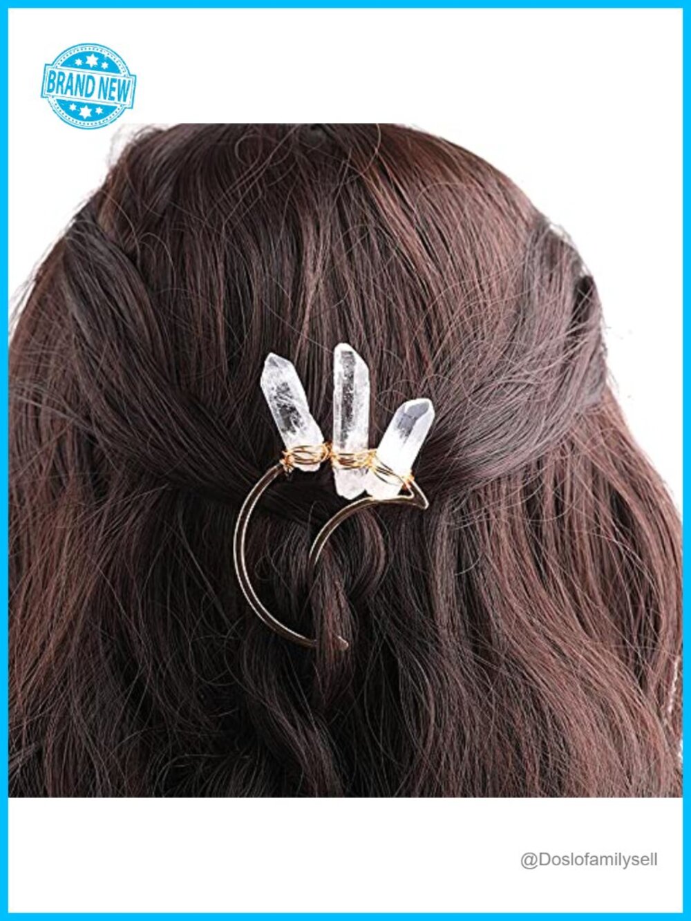 Natural Quartz Stone Celtic Hair Sticks Set of 2